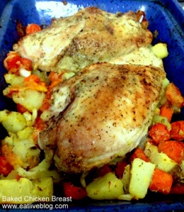 Baked chicken with potatoes and carrots