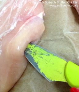This is the method in which I cut the chicken in order to stuff it.